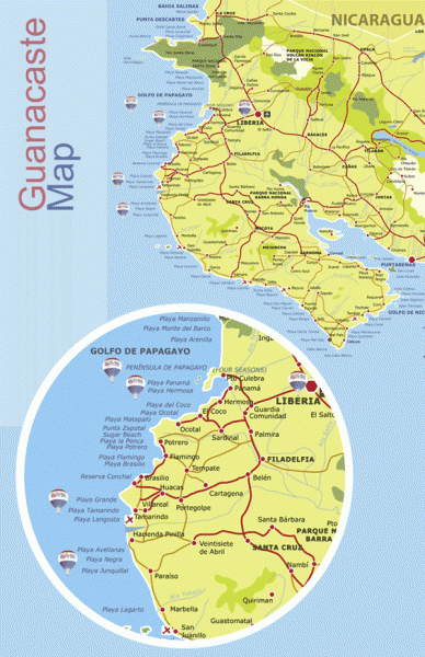 Costa Rica Map - Guanacaste Region | Remax Ocean Surf & Sun
